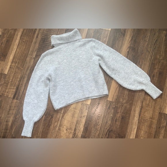 Topshop ballon sleeve turtleneck grey sweater 98$ boho spring knit glam classic - Picture 3 of 5